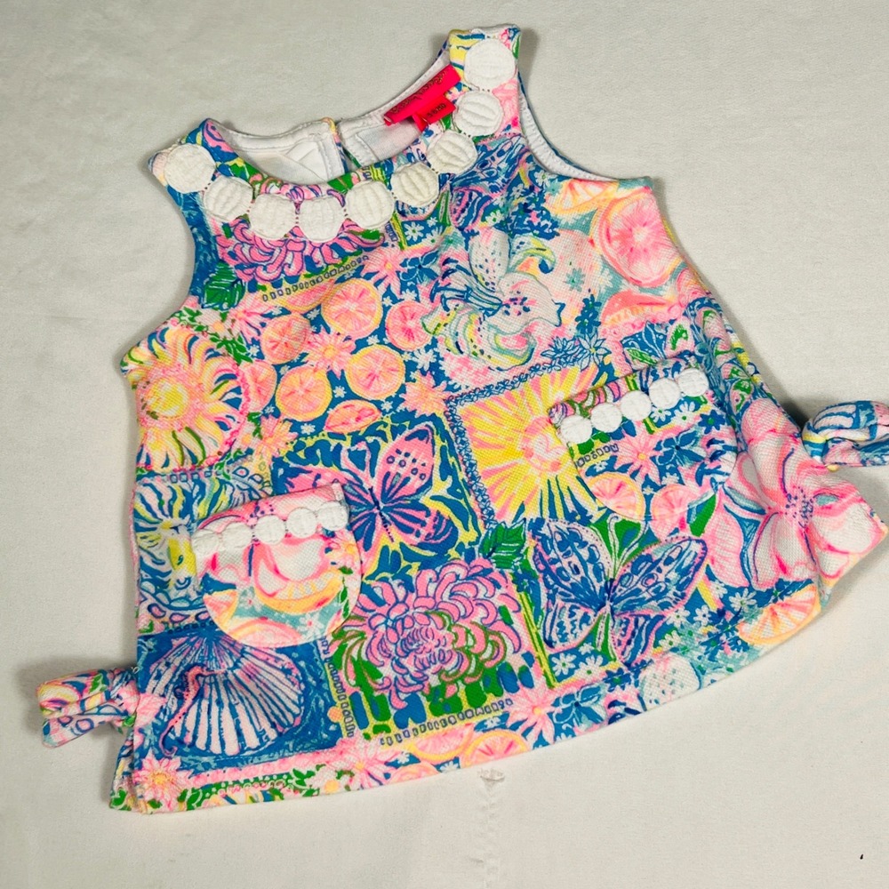 Lilly Pulitzer Baby Girls 3-6 Months Multi Patchwork Pom Pom Sleeveless Top